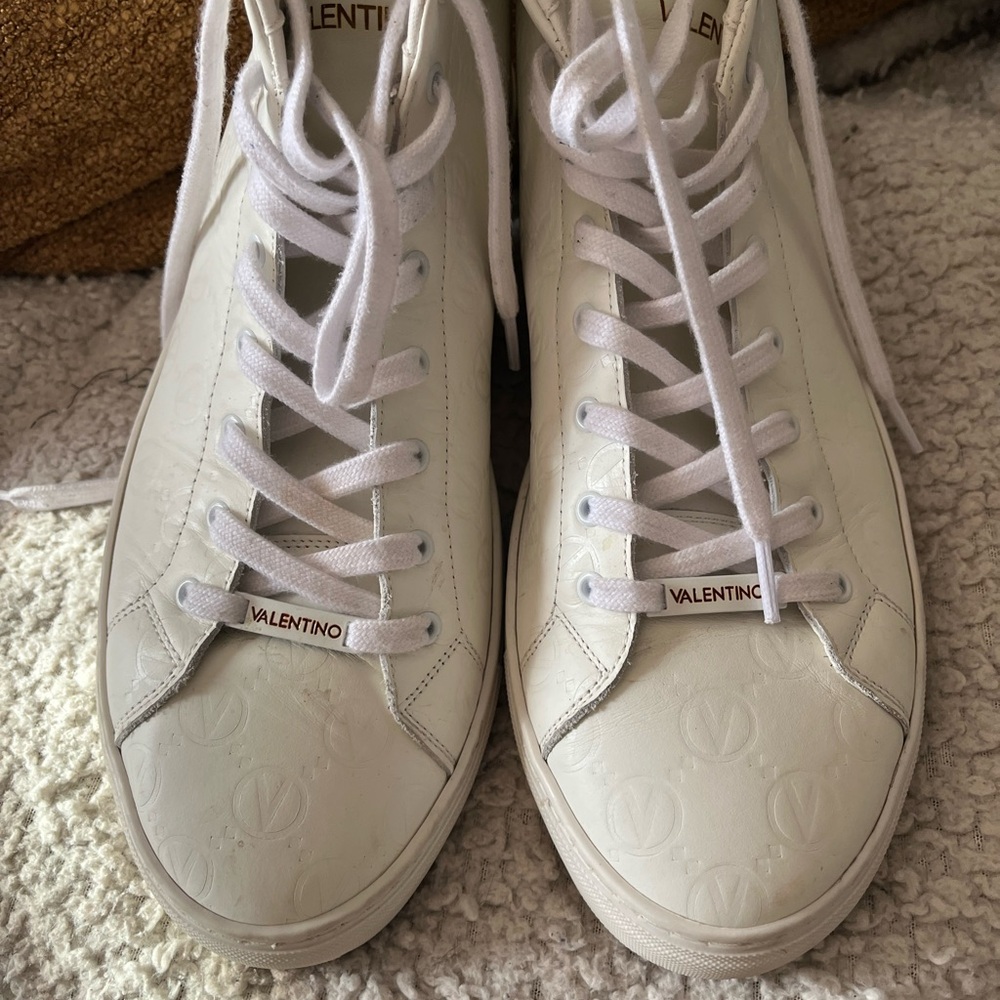 Valentino Men's White Embossed Sneakers